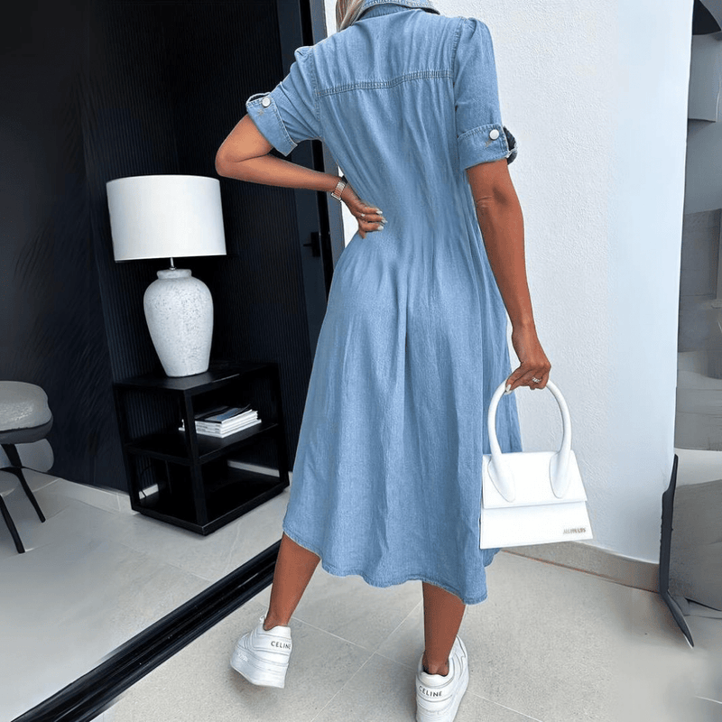 Harlee - Elegantes Denim-Midikleid für Frauen