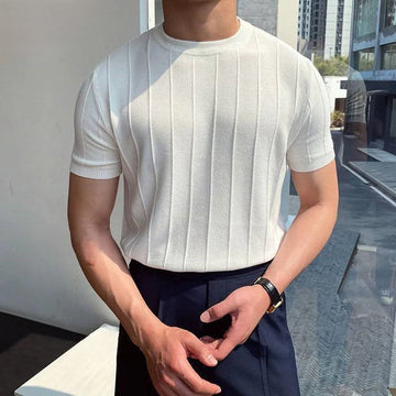 Sokka - Geripptes, lässiges T-Shirt für Herren