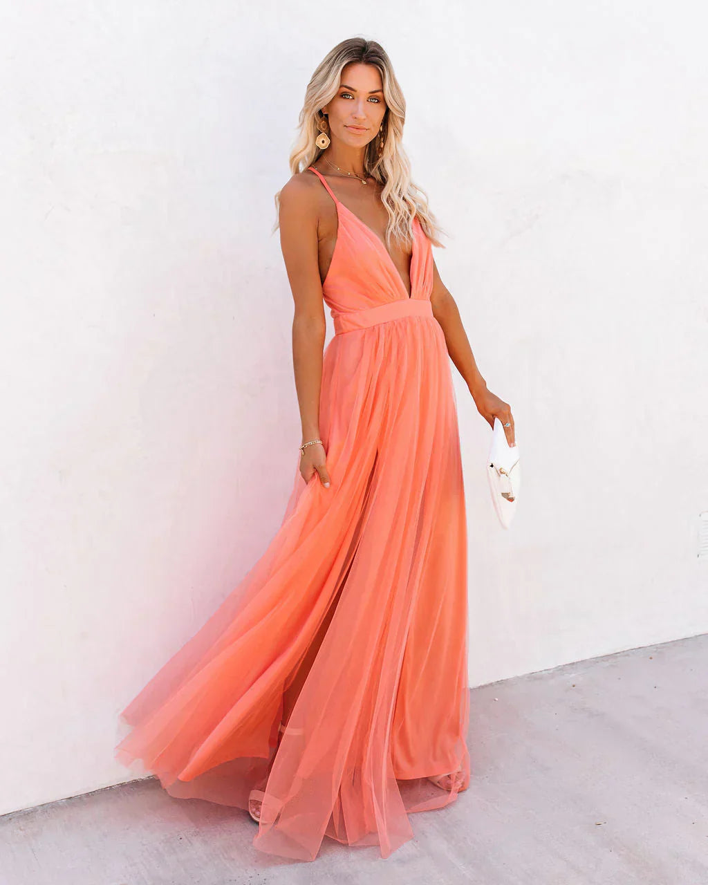 Jasmine - Stilvolles Orange Trägerkleid Damen