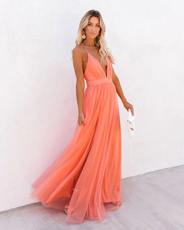 Jasmine - Stilvolles Orange Trägerkleid Damen