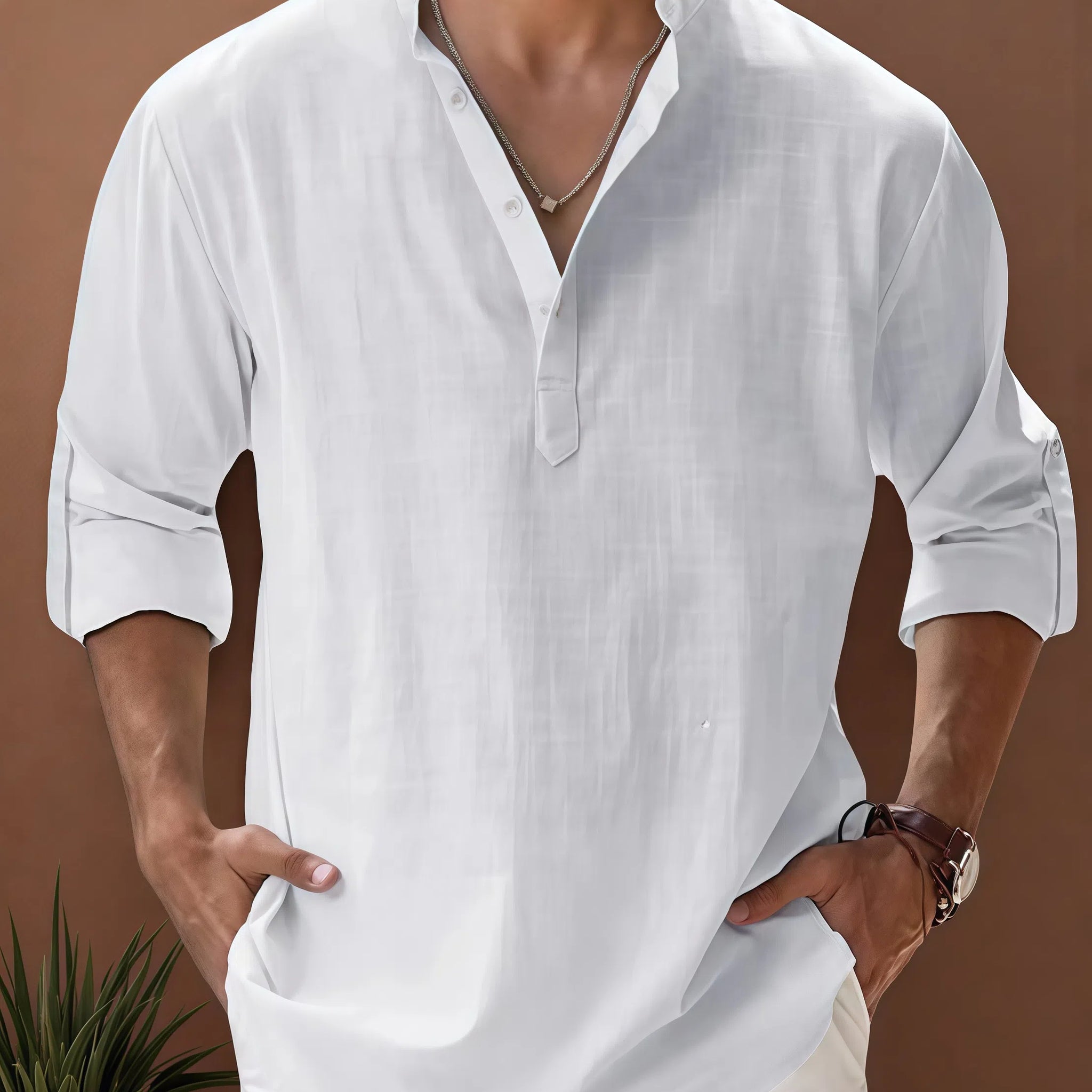 Victor - Lässiges Herrenhemd aus Baumwoll-Leinen