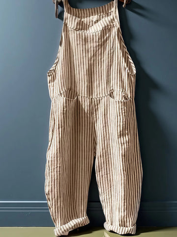 Alyssa - Gestreifter Damen-Overall mit weitem Bein