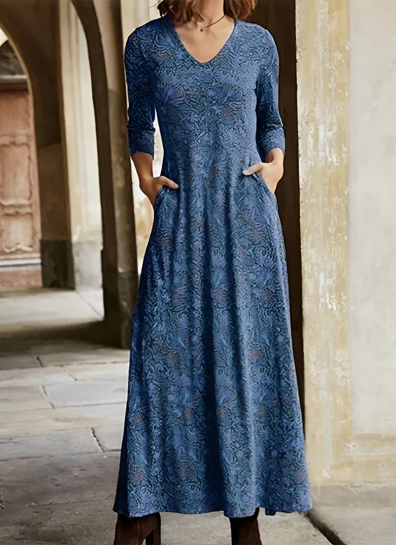Adeline - Langes Kleid mit Vintage-Muster